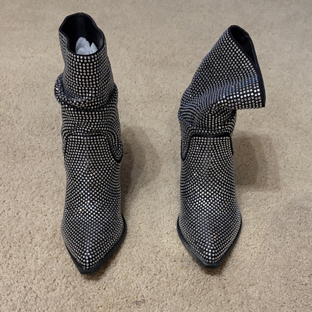 Elegant Black and Silver Ankle Booties